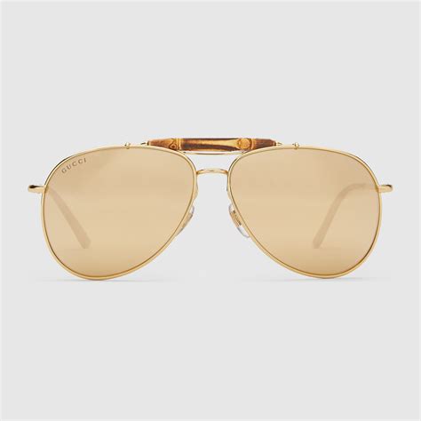 gucci gold plated aviator sunglasses price|gucci aviator sunglasses sale.